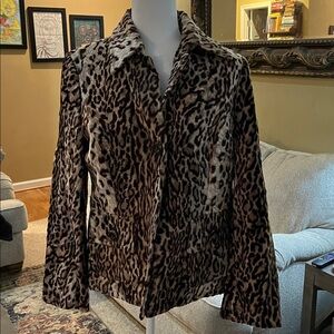 Vintage Austin Reed Animal Print Faux Fur Coat Size 10